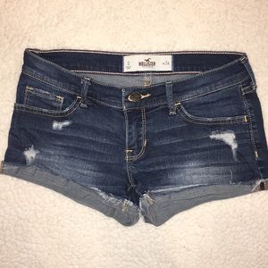 Hollister medium wash ripped jean shorts